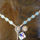 NEW HILASON LEATHER HORSE BREAST COLLAR WESTERN W/ BLING BLUE CRYSTAL CONCHOS