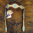NEW HILASON HORSE BRIDLE HEADSTALL WESTERN LEATHER W/ BLING CONCHO