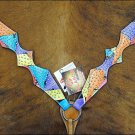 NEW HILASON  WESTERN LEATHER HORSE BREAST COLLAR CUSTOM RAINBOW HAND PAINT -S