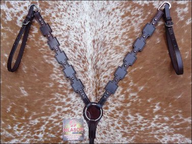 NEW HILASON LEATHER HORSE BREAST COLLAR WESTERN TACK DARK BROWN - S308