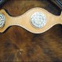 HILASON HORSE HEADSTALL BRIDLE BREAST COLLAR WESTERN LEATHER W/ BERRY CONCHO S08
