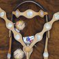 HILASON HORSE HEADSTALL BRIDLE BREAST COLLAR WESTERN LEATHER W/ BERRY CONCHO S08