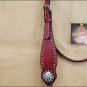 HILASON WESTERN LEATHER HORSE BRIDLE HEADSTALL CHERRY W/ CROSS GUN CONCHO S433