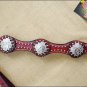 NEW HILASON WESTERN LEATHER HORSE BREAST COLLAR CHERRY W/ CROSS GUN CONCHO S433