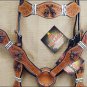 HILASON WESTERN LEATHER RAWHIDE BRAIDED HEADSTALL BREAST COLLAR CROSS GUN CONCHO