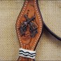 HILASON WESTERN LEATHER RAWHIDE BRAIDED HEADSTALL BREAST COLLAR CROSS GUN CONCHO