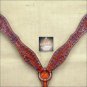 HILASON WESTERN LEATHER HORSE BREAST COLLAR MAHOGANY HAND TOOL RHINESTONE SC345M