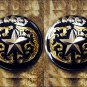 CN108F- 1 TEXAS STAR BLACK GOLD CONCHO SADDLE HEADSTALL TACK BLING COWGIRL