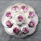 CN085F- 1 PINK CRYSTAL RHINESTONE FLORAL CONCHO BLING HEADSTALL TACK COWGIRL