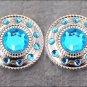 CN076F-  4 BLUE CRYSTAL RHINESTONE WHEEL CONCHOS BLING HEADSTALL COWGIRL