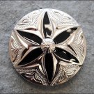 CN073F- 1 ROUND FLORAL BLACK INLAY CONCHO BLING HEADSTALL TACK SADDLE COWGIRL