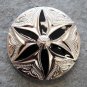 CN073F- 1 ROUND FLORAL BLACK INLAY CONCHO BLING HEADSTALL TACK SADDLE COWGIRL