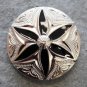 CN073F- 1 ROUND FLORAL BLACK INLAY CONCHO BLING HEADSTALL TACK SADDLE COWGIRL