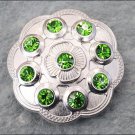 CN084F- 32 GREEN CRYSTAL RHINESTONE FLORAL CONCHOS BLING HEADSTALL TACK COWGIRL