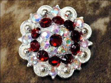 CN050RDF- 1 RED AB CRYSTALS BERRY CONCHO RHINESTONE HEADSTALL SADDLE TACK BLING