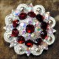 CN050RDF- 1 RED AB CRYSTALS BERRY CONCHO RHINESTONE HEADSTALL SADDLE TACK BLING