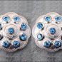 CN086F- 4 BLUE CRYSTAL RHINESTONE FLORAL CONCHOS BLING HEADSTALL TACK COWGIRL