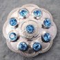 CN086F- 4 BLUE CRYSTAL RHINESTONE FLORAL CONCHOS BLING HEADSTALL TACK COWGIRL