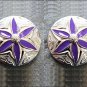 CN072F- 4 ROUND FLORAL PURPLE INLAY CONCHOS BLING HEADSTALL TACK SADDLE COWGIRL