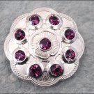 CN087F- 2 PURPLE CRYSTAL RHINESTONE FLORAL CONCHOS BLING HEADSTALL TACK COWGIRL