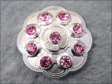 CN085F- 4 PINK CRYSTAL RHINESTONE FLORAL CONCHOS BLING HEADSTALL TACK COWGIRL