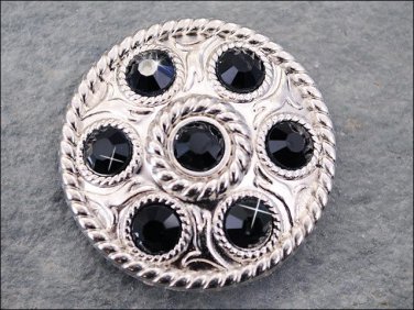 CN083F- 32 BLACK CRYSTAL RHINESTONE WHEEL CONCHOS BLING HEADSTALL TACK COWGIRL