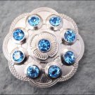 CN086F- 1 BLUE CRYSTAL RHINESTONE FLORAL CONCHO BLING HEADSTALL TACK COWGIRL