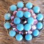 CN034F- 4 TURQUOISE RHINESTONE BERRY CONCHOS CRYSTALS HEADSTALL TACK COWGIRL