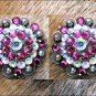 CN029F- 4 AB PINK RHINESTONE  CONCHOS CRYSTAL RODEO BLING HEADSTALL TACK COWGIRL