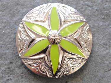 CN069F- 2 ROUND FLORAL GREEN INLAY CONCHOS BLING HEADSTALL TACK SADDLE COWGIRL
