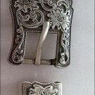 CN055F- SET OF TWO PIECE ANTIQUE SILVER BUCKLE SET - 1.5 INCH