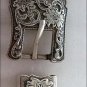 CN055F- SET OF TWO PIECE ANTIQUE SILVER BUCKLE SET - 1.5 INCH