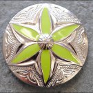 CN069F- 32 ROUND FLORAL GREEN INLAY CONCHOS BLING HEADSTALL TACK SADDLE COWGIRL