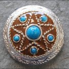 CN064F- 1 TURQUOISE STAR ANTIQUE RHINESTONE CONCHO ROUND BLING HEADSTALL TACK
