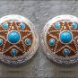 CN064F- 1 TURQUOISE STAR ANTIQUE RHINESTONE CONCHO ROUND BLING HEADSTALL TACK