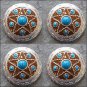CN064F- 1 TURQUOISE STAR ANTIQUE RHINESTONE CONCHO ROUND BLING HEADSTALL TACK