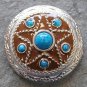 CN064F- 1 TURQUOISE STAR ANTIQUE RHINESTONE CONCHO ROUND BLING HEADSTALL TACK