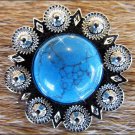 CN046F- 2 TURQUOISE STONE ROUND CONCHOS BLING HEADSTALL TACK RODEO COWGIRL