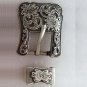 CN055F- SET OF FOUR PIECE ANTIQUE SILVER BUCKLE SET - 1.5 INCH