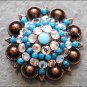 CN062F- 8 TURQUOISE CLEAR RHINESTONE CRYSTAL CONCHOS BLING HEADSTALL TACK