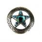 F-CN022 SET OF EIGHT PIECE TURQUOISE TEXAS STAR CRYSTAL CONCHOS - 1.5 INCH