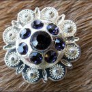 CN011F- 8 PURPLE RHINESTONE BERRY CONCHOS CRYSTALS HEADSTALL TACK COWGIRL 1INCH