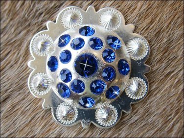 CN016F- 1 SAPPHIRE RHINESTONE BERRY CONCHOS CRYSTALS HEADSTALL TACK COWGIRL
