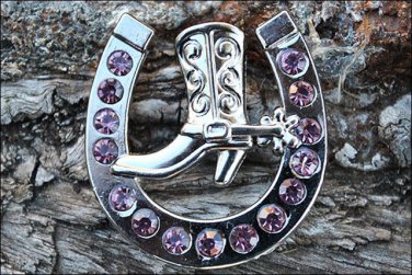 CN009F- 4 AMETHYST HORSESHOE BOOTS RHINESTONE CONCHOS CRYSTALS HEADSTALL TACK