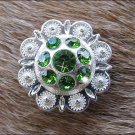 CN014F- 8 GREEN RHINESTONE BERRY CONCHOS CRYSTALS HEADSTALL TACK COWGIRL 1 INCH