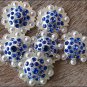 CN016F- 2 SAPPHIRE RHINESTONE BERRY CONCHOS CRYSTALS HEADSTALL TACK COWGIRL