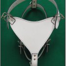 DH132F- HILASON WHITE GENUINE LEATHER DOG HARNESS WITH LEASH - MED