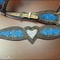 CUSTOM HAND PAINTED WESTERN BLING CRYSTAL LEATHER BRIDLE HEADSTALL BREAST COLLAR