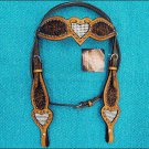 HILASON HORSE BRIDLE HEADSTALL LEATHER WESTERN DARK BROWN RHINESTONES INLAY 278D