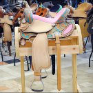 OS182CN082F- HILASON WESTERN BARREL RACING TRAIL SADDLE 15 WITH MATCHING CONCHOS